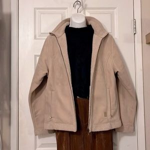Equorian Heritage Vintage Faux Suede & Shearling Sherpa Funnel Neck Zip Jacket